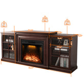 TV Stand for TV  Up to 82" with Electric Fireplace, Dark Walnut